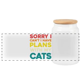 Keine Pläne Ohne Katzen - Panorama Keksdose mit Holzdeckel - Weiß - Vorne