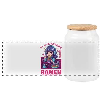 Kpop Anime Girl Ramen Just A Girl Who Loves Kpop - Panoramic Cookie Jar with Wooden Lid - white - Front