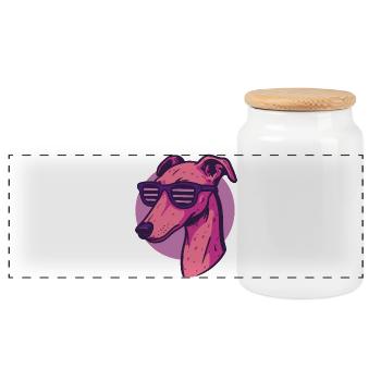 Windhund, Galgo - Panorama Keksdose mit Holzdeckel - Weiß - Vorne