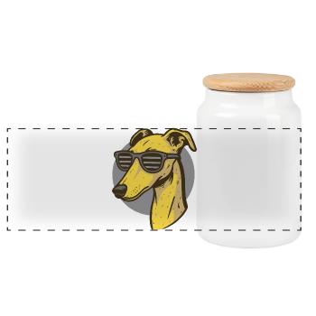 Lévrier, Galgo - Boîte à biscuits avec couvercle en bois - blanc - Devant