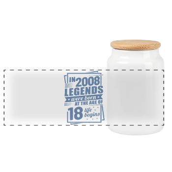 Légendaire depuis 2008 18 anniversaires Vintage Design - Boîte à biscuits avec couvercle en bois - blanc - Devant