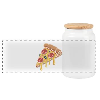 Pizza Pizza Maker - Panoramic Cookie Jar with Wooden Lid - white - Front