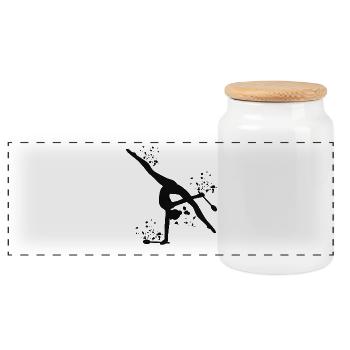 Gymnastin Mit Clubs Rhythmische Gymnastik - Panorama Keksdose mit Holzdeckel - Weiß - Vorne
