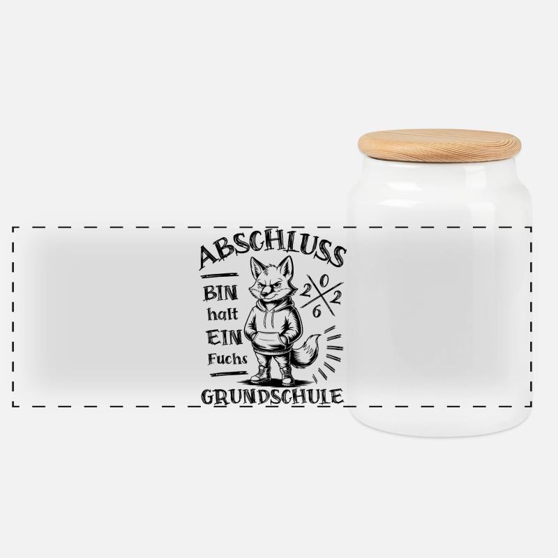 Abschluss 2026 Grundschule - Bin halt ein Fuchs - Panorama Keksdose mit Holzdeckel - Weiß