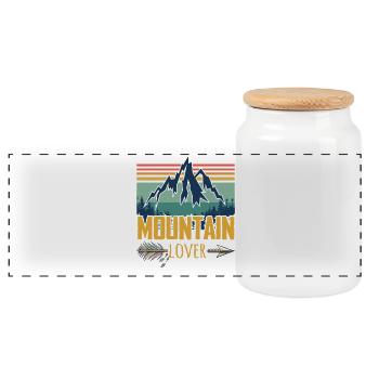 Mountain Lover Rétro - Boîte à biscuits avec couvercle en bois - blanc - Devant