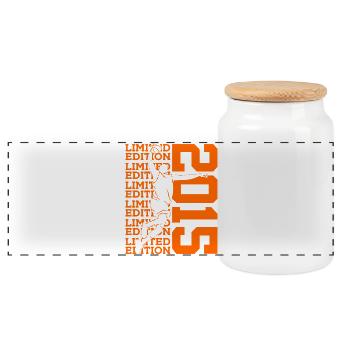 LIMITED EDITION 2015 BASKETBALL 11TH BIRTHDAY - Panoramic Cookie Jar with Wooden Lid - white - Front