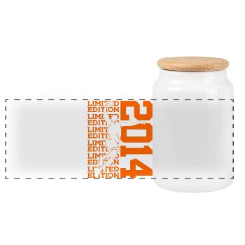 LIMITED EDITION 2014 BASKETBALL 12TH BIRTHDAY - Panoramic Cookie Jar with Wooden Lid - white - Front