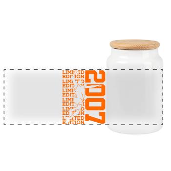 LIMITED EDITION 2007 BASKETBALL 19TH BIRTHDAY - Panoramic Cookie Jar with Wooden Lid - white - Front