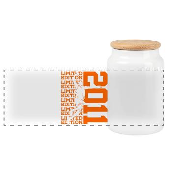 LIMITED EDITION 2011 BASKETBALL 15TH BIRTHDAY - Panoramic Cookie Jar with Wooden Lid - white - Front