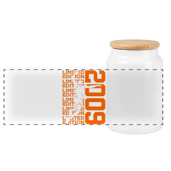 LIMITED EDITION 2009 BASKETBALL 17TH BIRTHDAY - Panoramic Cookie Jar with Wooden Lid - white - Front