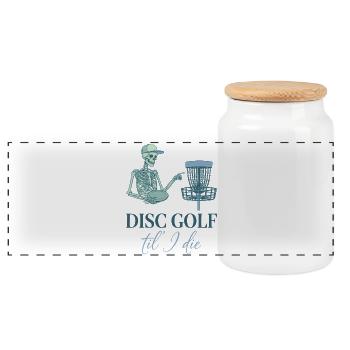 Disc Golf Til I Die Funny Disc Golfer Flying Disc - Panorama Keksdose mit Holzdeckel - Weiß - Vorne
