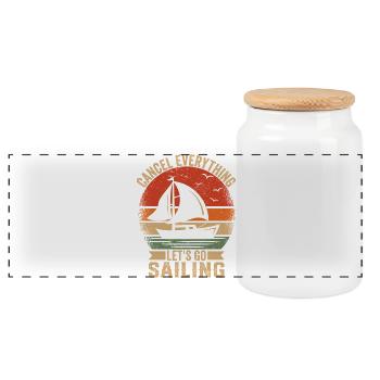 Cancel Everything Let's Go Sailing Captain Sail - Panorama Keksdose mit Holzdeckel - Weiß - Vorne