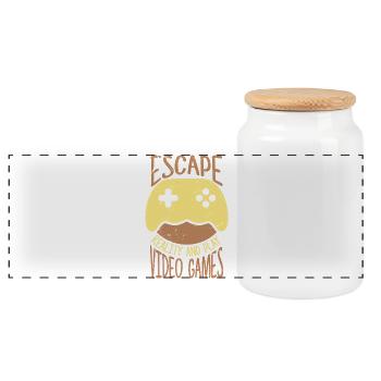 Escape Reality And Play Video Games - Panoramic Cookie Jar with Wooden Lid - white - Front