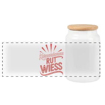 Karnevalsmaus Rut Wiess Köln Kölner Karneval Maus - Panorama Keksdose mit Holzdeckel - Weiß - Vorne