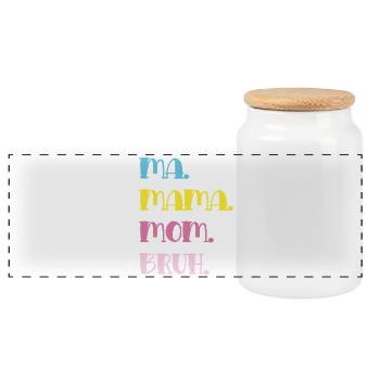 Mama Mom Bruh in Pastell Typografie - Panorama Keksdose mit Holzdeckel - Weiß - Vorne
