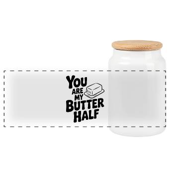 Tu es ma moitié - Boîte à biscuits avec couvercle en bois - blanc - Devant