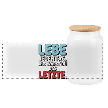 Vis chaque jour comme si tu étais le dernier - Boîte à biscuits avec couvercle en bois - blanc - Devant