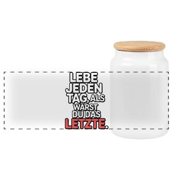 Vis chaque jour comme si tu étais le dernier - Boîte à biscuits avec couvercle en bois - blanc - Devant