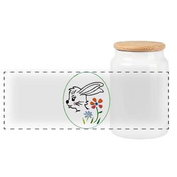 Lapin de Pâques - Boîte à biscuits avec couvercle en bois - blanc - Devant