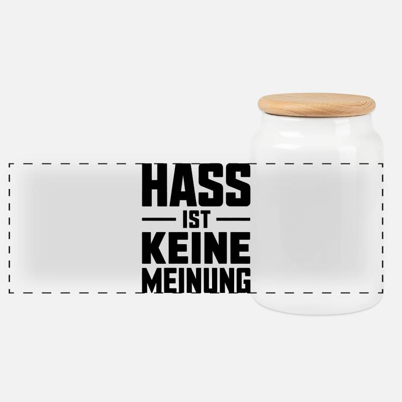 Hate is not an opinion - Antifa Tee - Panoramic Cookie Jar with Wooden Lid - white