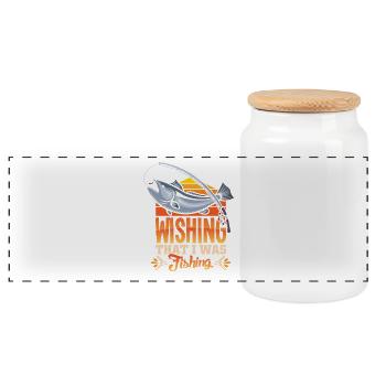 Fishing Angler Fish Fisherman Sayings Petri Heil - Panoramic Cookie Jar with Wooden Lid - white - Front