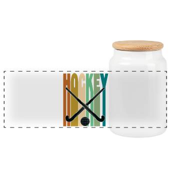 Feldhockey Retro Vintage - Panorama Keksdose mit Holzdeckel - Weiß - Vorne