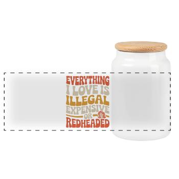 Tout ce que j’aime est illégal, rouquin cher - Boîte à biscuits avec couvercle en bois - blanc - Devant