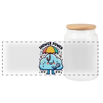 Regenkraft Cloud Song with Microphone - Panoramic Cookie Jar with Wooden Lid - white - Front