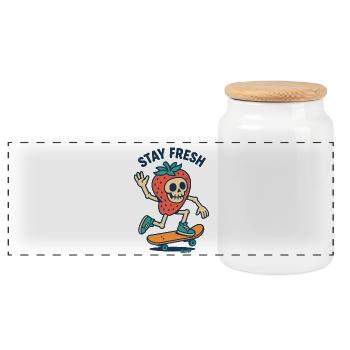 Crâne de fraise sur skateboard - Boîte à biscuits avec couvercle en bois - blanc - Devant