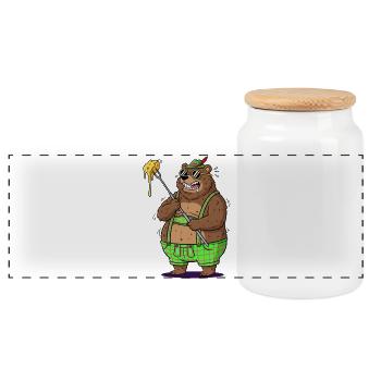 Griller du fromage d’ours et des Lederhosen traditionnels après ski - Boîte à biscuits avec couvercle en bois - blanc - Devant