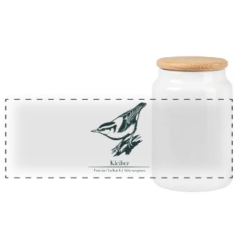 Silhouette de Sittelle | Ornithologie | Dessin - Boîte à biscuits avec couvercle en bois - blanc - Devant