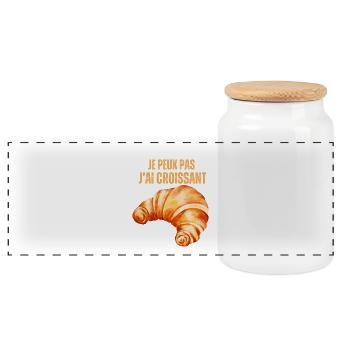 je peux pas j’ai Croissant - Boîte à biscuits avec couvercle en bois - blanc - Devant