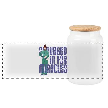 NICU Nurse Scrubbed In For Miracles - Panoramic Cookie Jar with Wooden Lid - white - Front