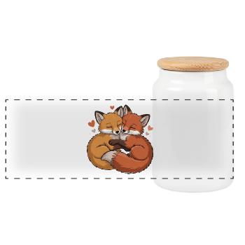 Deux Renards s’embrassent - Boîte à biscuits avec couvercle en bois - blanc - Devant