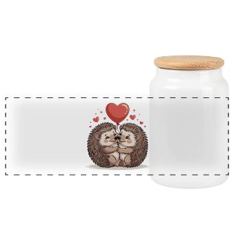 Igel Paar Valentinstag - Panorama Keksdose mit Holzdeckel - Weiß - Vorne