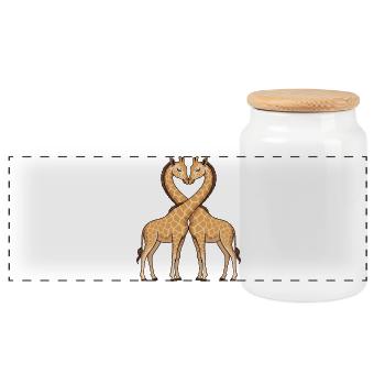 Duo girafe en forme de cœur - Boîte à biscuits avec couvercle en bois - blanc - Devant