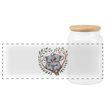 Koala Couple Saint-Valentin - Boîte à biscuits avec couvercle en bois - blanc - Devant
