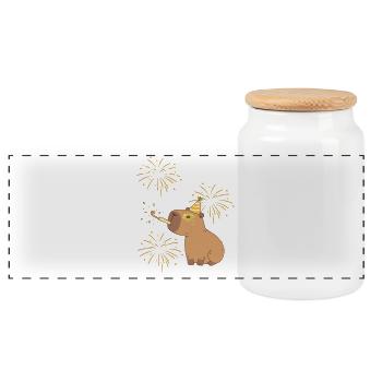 Souffle-moi du capibara et des feux d’artifice - Boîte à biscuits avec couvercle en bois - blanc - Devant