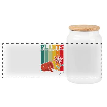 Plants Plant Lover Retro Gardening - Panoramic Cookie Jar with Wooden Lid - white - Front