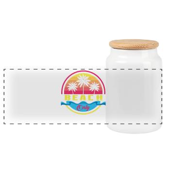 Beach Only Palmen Sunset Logo - Panorama Keksdose mit Holzdeckel - Weiß - Vorne