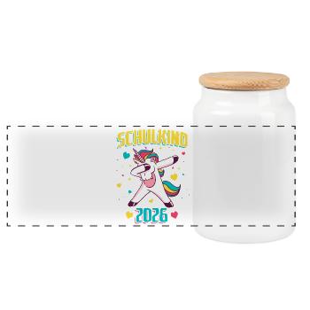 Inscription à l’école Unicorn 2026 pour les élèves - Boîte à biscuits avec couvercle en bois - blanc - Devant
