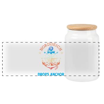 North Sea NORTH DIKE WHERE MY HEART DROPS ANCHOR Funny - Panoramic Cookie Jar with Wooden Lid - white - Front