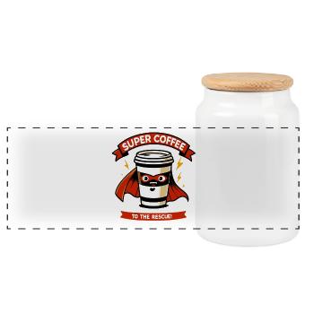 Super Kaffee Retter Cup - Panorama Keksdose mit Holzdeckel - Weiß - Vorne