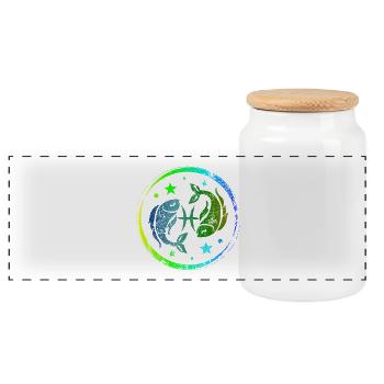 Signe du zodiaque des Poissons de l’horoscope et de l’astrologie - Boîte à biscuits avec couvercle en bois - blanc - Devant