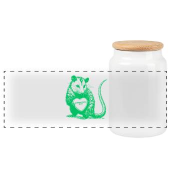 Absolutely Not Opossum Funny Valentine Heart - Panoramic Cookie Jar with Wooden Lid - white - Front