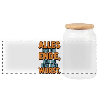 Tout a une fin, mais toi, tu es une saucisse - Boîte à biscuits avec couvercle en bois - blanc - Devant