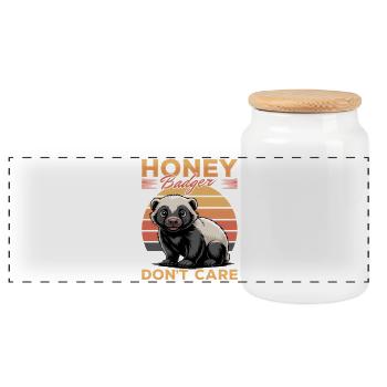 Funny Honey Badger - Panorama Keksdose mit Holzdeckel - Weiß - Vorne