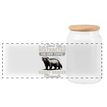 Funny Honey Badger - Panorama Keksdose mit Holzdeckel - Weiß - Vorne