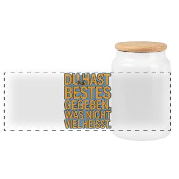 You did your best, which doesn't mean much - Panoramic Cookie Jar with Wooden Lid - white - Front