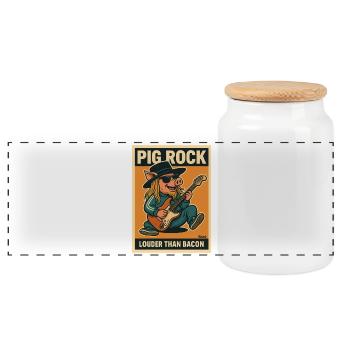 Schwein Pig Rock Schinken Musik Gitarre  - Panorama Keksdose mit Holzdeckel - Weiß - Vorne